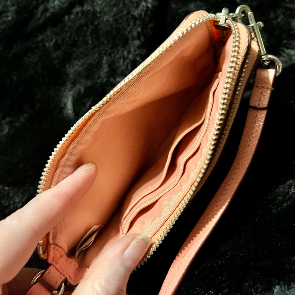 Coach Pink and Tan Signature Wristlet - Picture 5 of 6